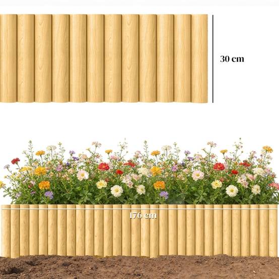 Clôture bordure de jardin en bois pour parterres séparation décorative 176x30cm - ComfortXL Outdoor Living - Image 3