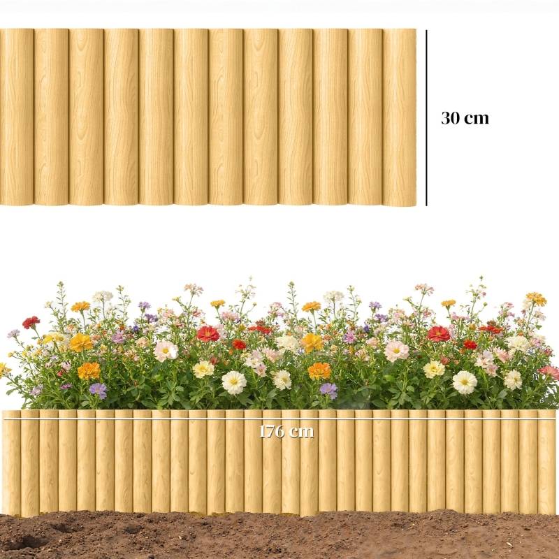 Clôture bordure de jardin en bois pour parterres séparation décorative 176x30cm - ComfortXL Outdoor Living - Image 3