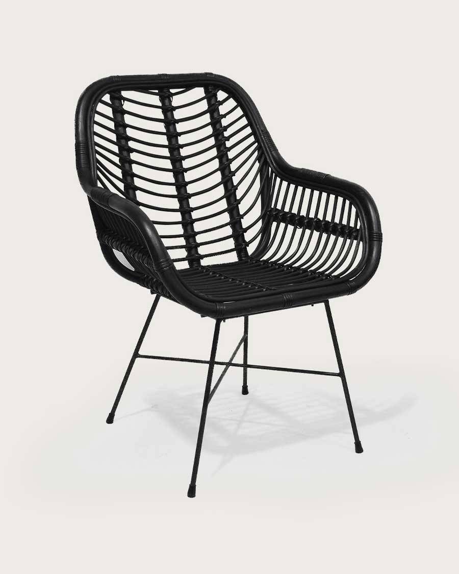 Myko - Lot de 4 chaises Myko en rotin noir - UNIQKA - Image 1