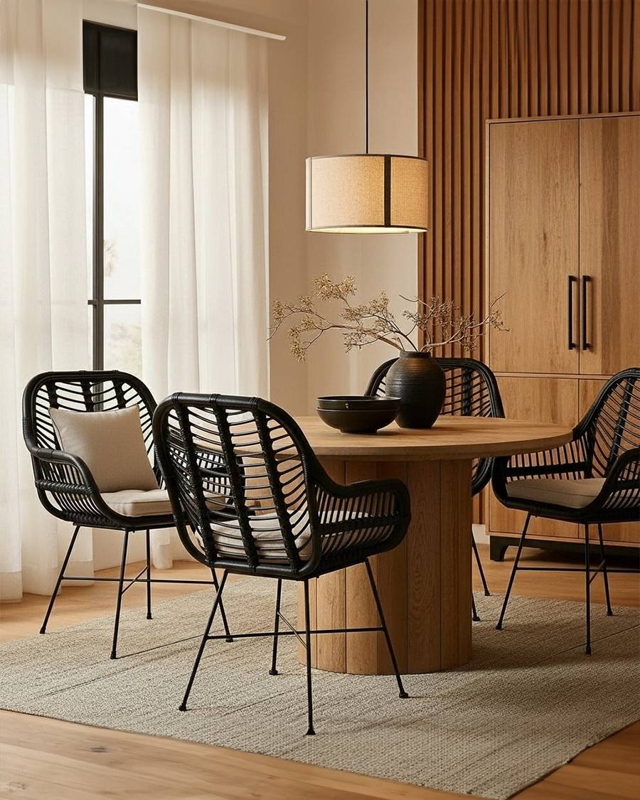 Myko - Lot de 4 chaises Myko en rotin noir - UNIQKA - Image 2