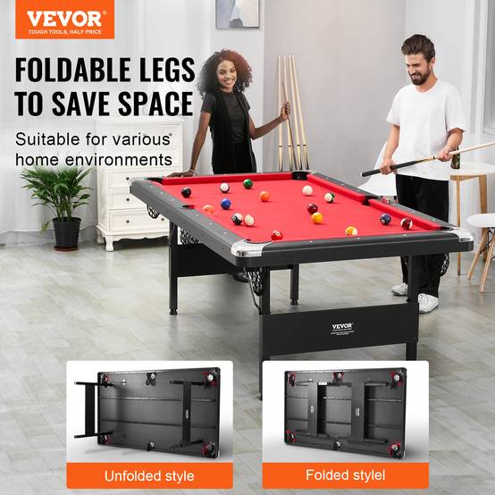 Vevor - VEVOR Table de billard pliable 213.4cm, kit complet avec accessoires, pour maison, club. - Image 2