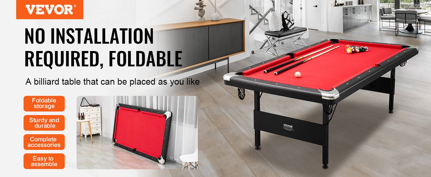 Vevor - VEVOR Table de billard pliable 213.4cm, kit complet avec accessoires, pour maison, club. - Image 9