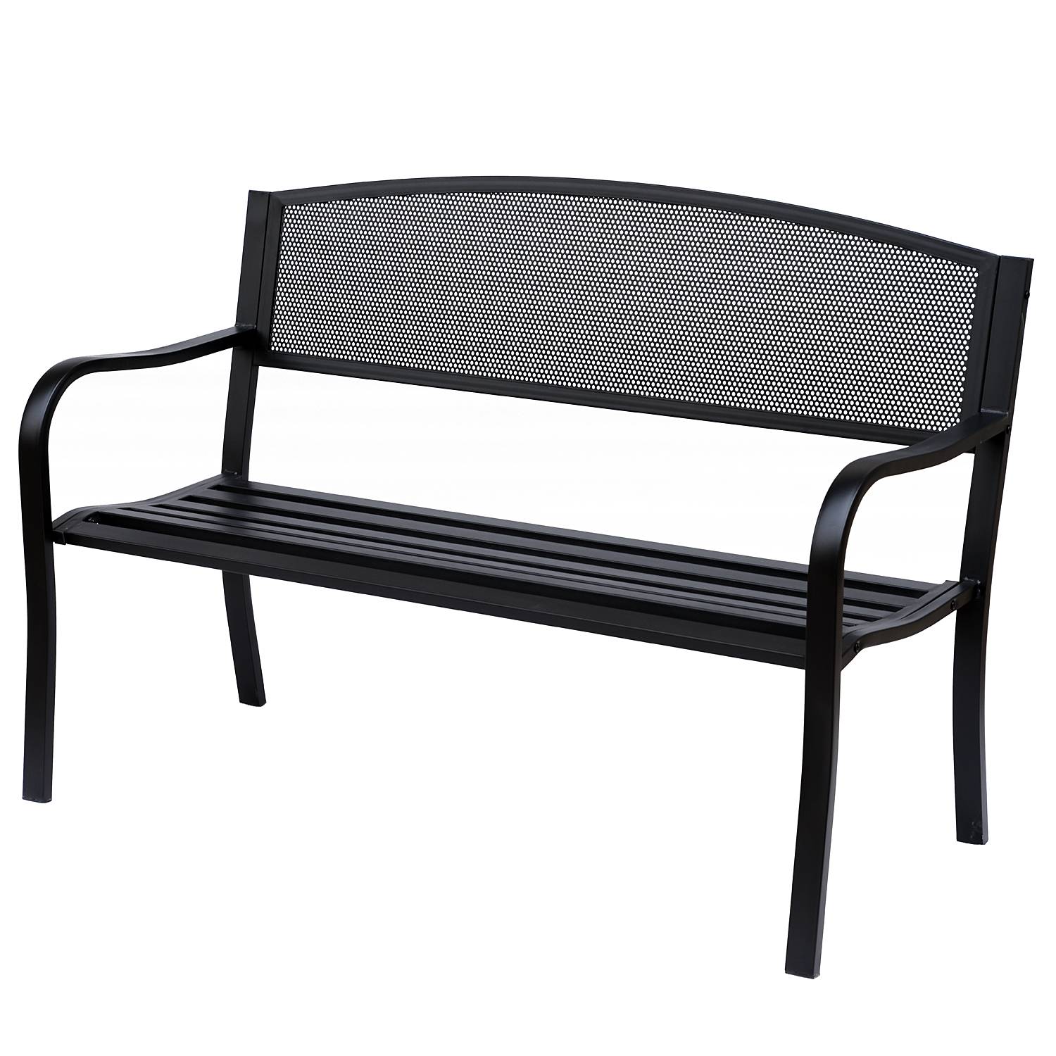 ComfortXL - Banc de Jardin 3 Places Métal Terrasse Balcon Assise Profonde 127x60x87cm Noir - ComfortXL Outdoor Living - Image 1