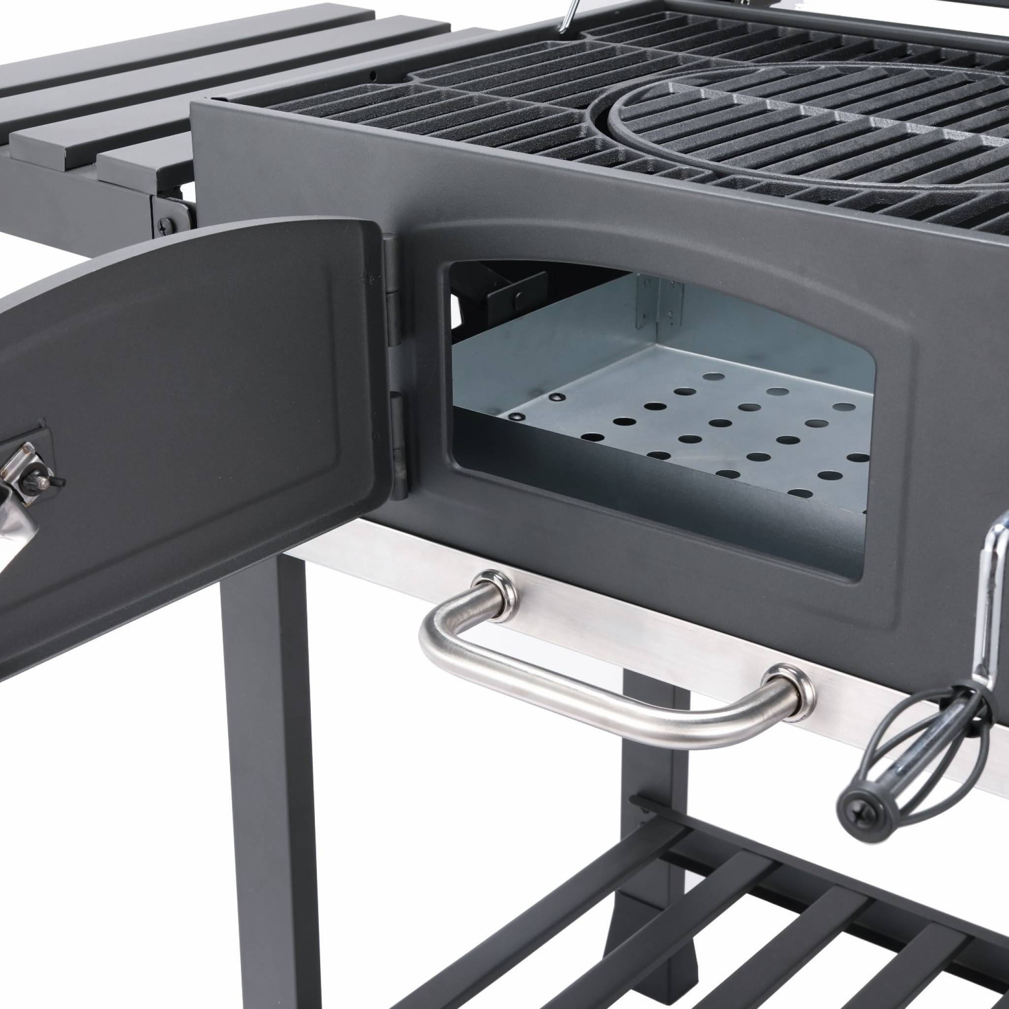 sweeek - Barbecue fumoir charbon avec récupérateur cendres et tablettes pliables – Sweeek - Image 7