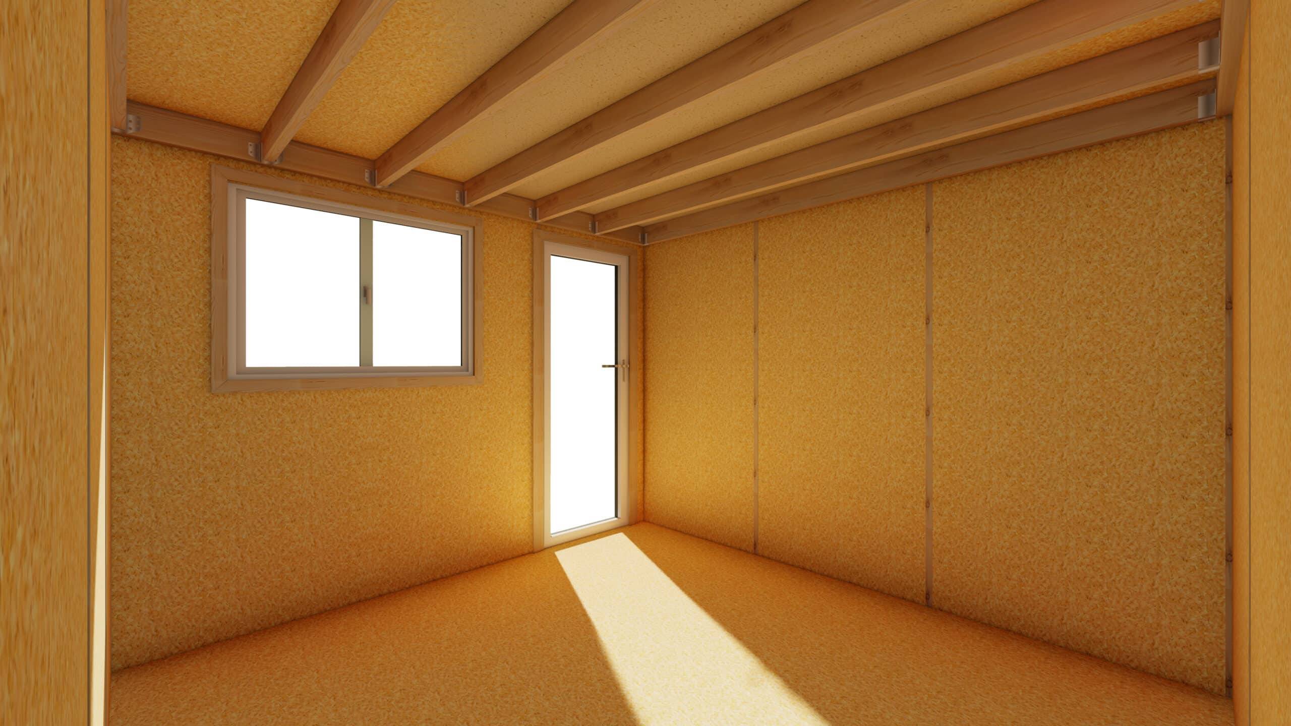 Sans Marque - STUDIO DE JARDIN / 11,8 m2 - 3,35 x 3,52m / Plancher isolé / Bardage Gris / Intérieur OSB / Livraison Gratuite / Studio Français - Image 3