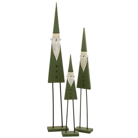 Père Noël sur pied en bois vert 20x10x121 cm - J-Line - Image 2