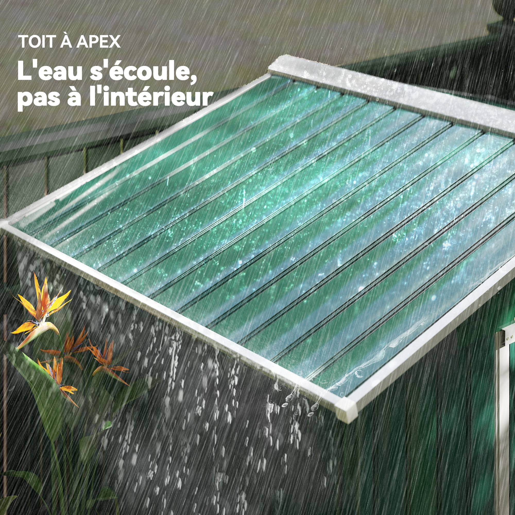 Abri de Jardin 2,42 m² - Remise pour Outils avec kit de fondation - cabanon Porte verrouillable - dim. 213L x 130l x 185H cm - tôle d'acier Vert - Image 9