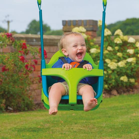 Balançoire siège bébé évolutif QUADPOD 4 en 1 h190-250cm vert et bleu - Image 6