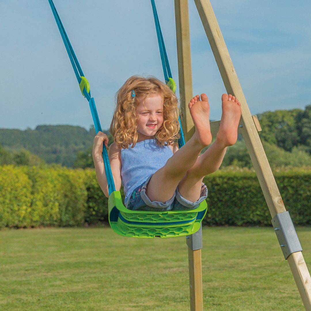 Balançoire siège bébé évolutif QUADPOD 4 en 1 h190-250cm vert et bleu - Image 5