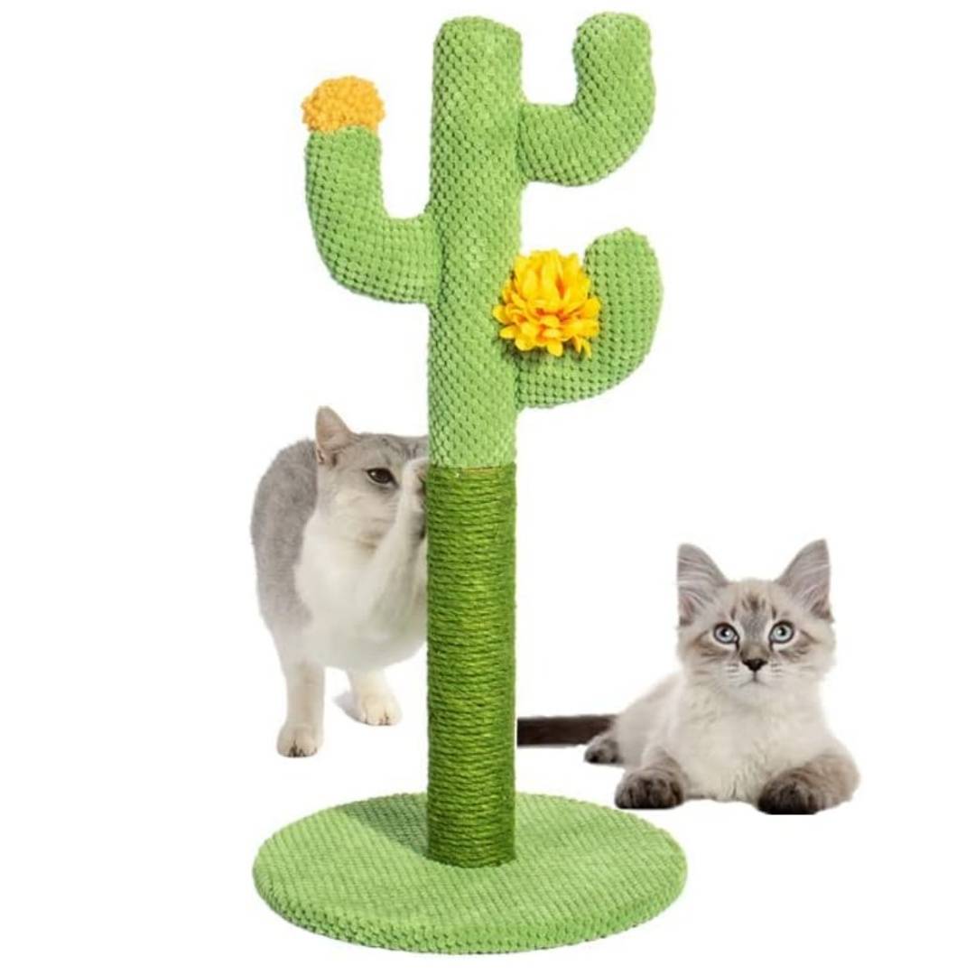 Griffoir en forme de cactus en jute pour chat, hauteur 60 cm, couleur verte, facile à installer Lytech - Image 1