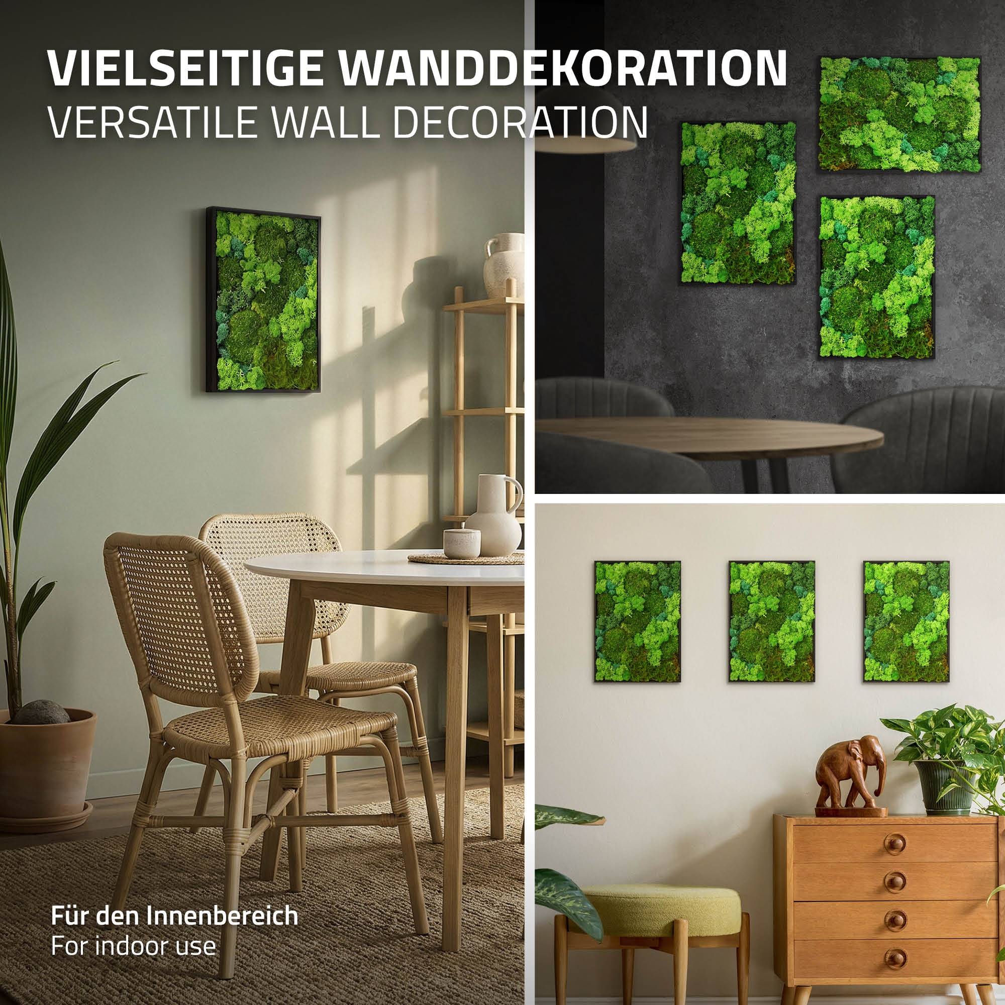 Ecd-Germany - Tableau végétal mural, mélange de mousses stabilisées, rectangulaire, 38 x 27 cm, vert, décoration d'intérieur effet 3D, sans entretien, pièce unique - Image 5