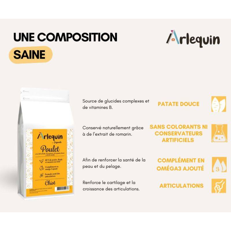 CROQUETTE CHIEN SANS CÉRÉALES ARLEQUIN ORIGINELLE POULET 12 kg - Image 2