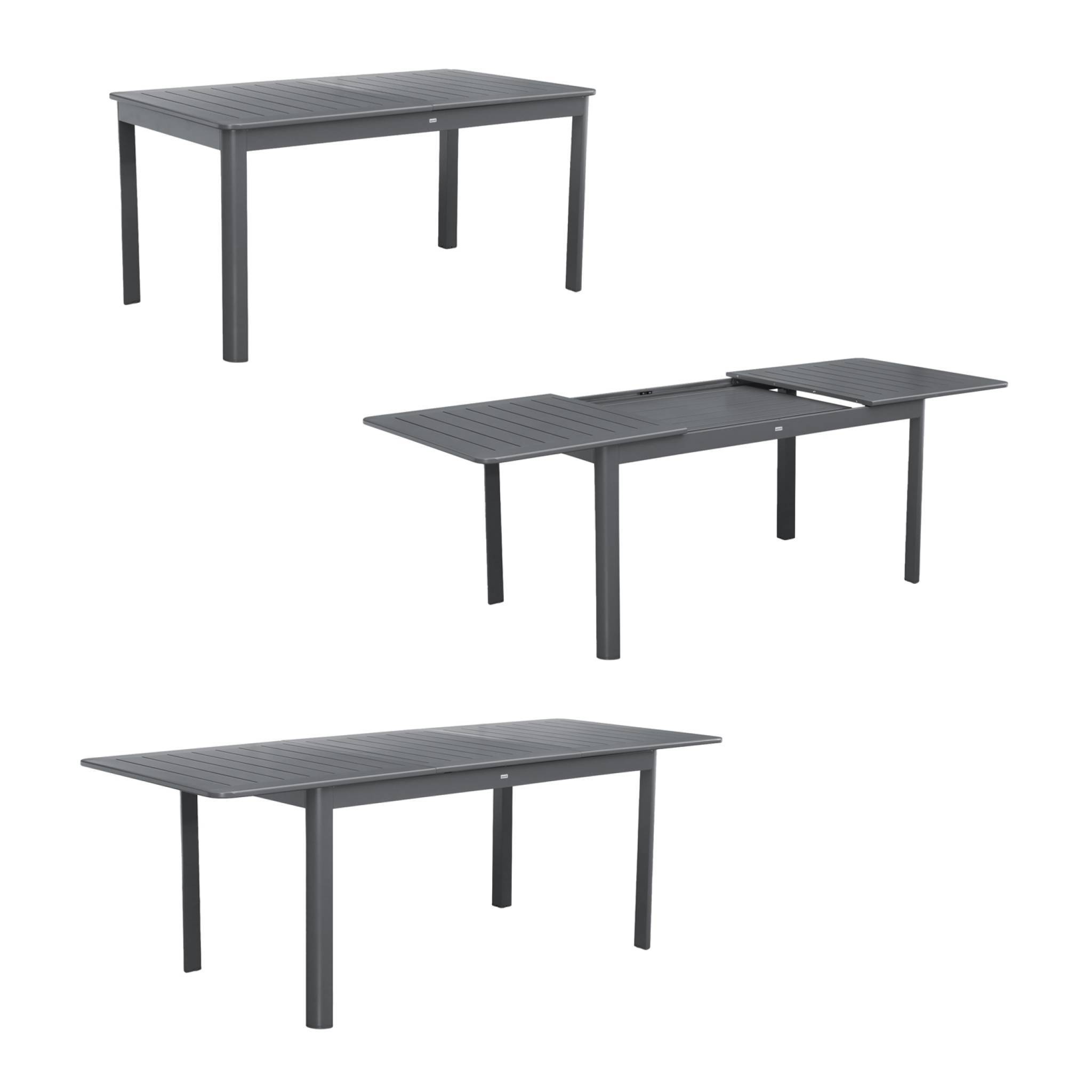 sweeek - Table de jardin extensible aluminium et textilène anthracite. 6 chaises. 2 fauteuils. 8 places. 236.5 x 100 x 75 cm | sweeek - Image 6
