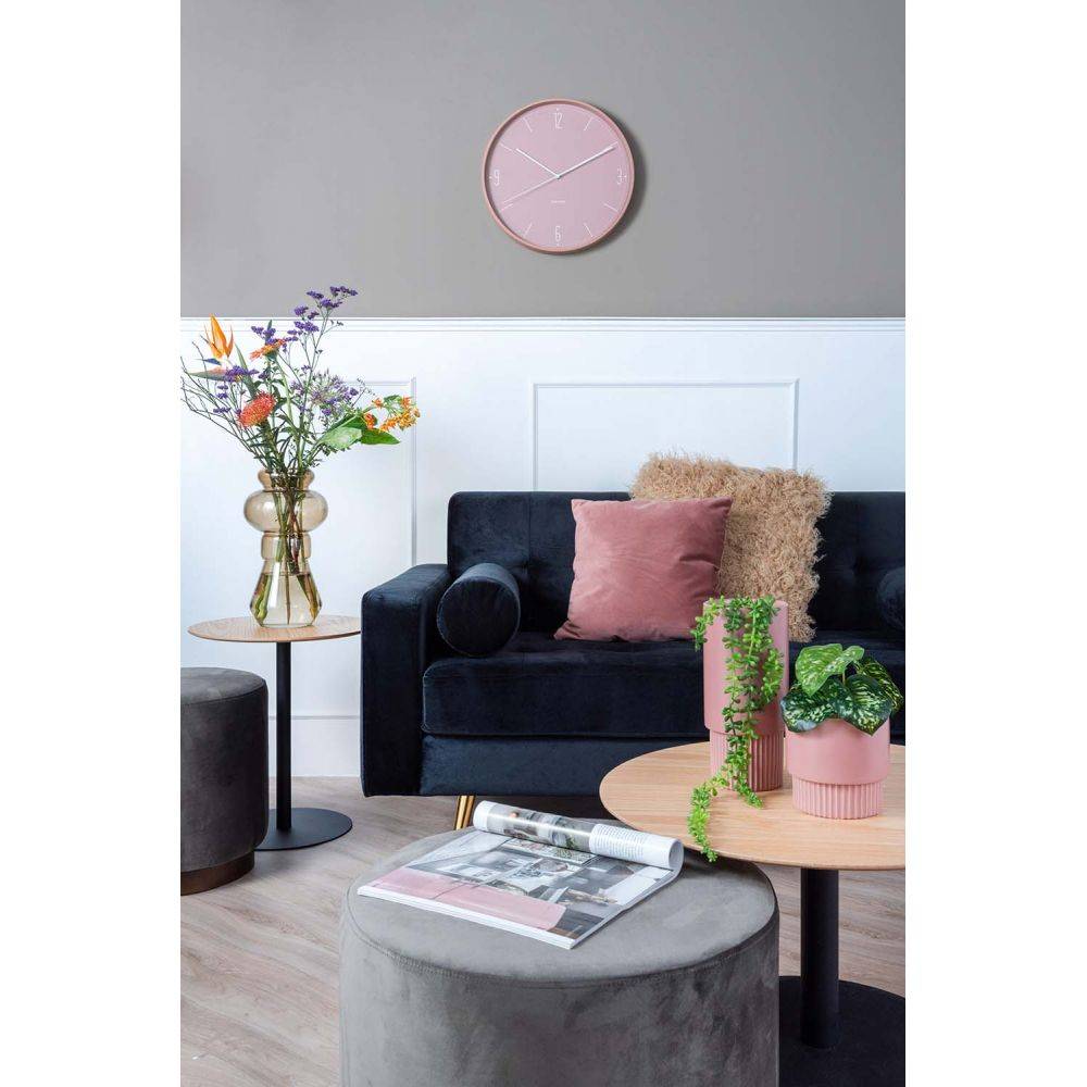 Karlsson - Horloge en métal mat Numbers & Lines 40 cm Rose - Image 2