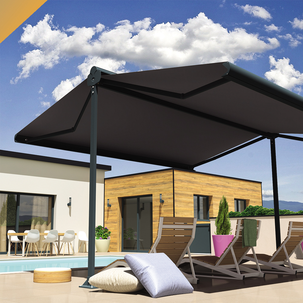 Intersun - Store banne double pente ENARGITE 6,00x2x3,00 M (Manuelle - Gris Anthracite - Gris Graphite) - INTERSUN - Image 5