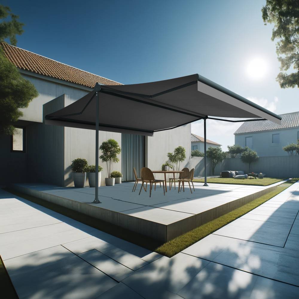 Intersun - Store banne double pente ENARGITE 6,00x2x3,00 M (Manuelle - Gris Anthracite - Gris Graphite) - INTERSUN - Image 2