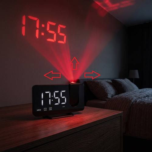 Livoo - Radio-réveil projecteur design noir