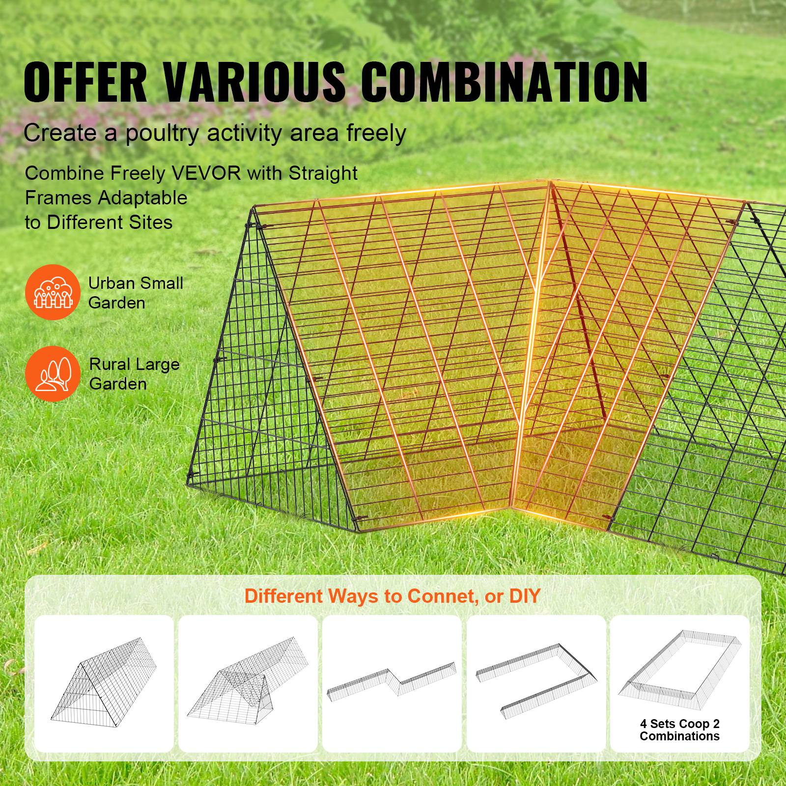 VEVOR Enclos poulailler, 400x100x61,5 cm, portable. Pour poulets, canards, lapins. Extérieur. - Image 6