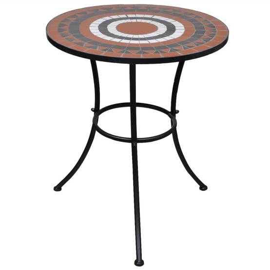 Table de jardin | Table de bistro Terre cuite et blanc 60 cm Mosaïque - Image 2