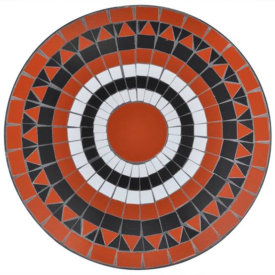 Table de jardin | Table de bistro Terre cuite et blanc 60 cm Mosaïque - Image 3