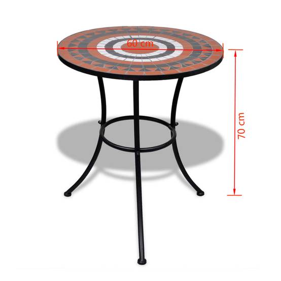 Table de jardin | Table de bistro Terre cuite et blanc 60 cm Mosaïque - Image 5