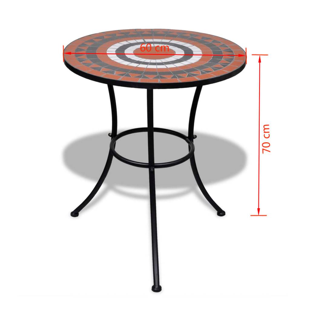 Table de jardin | Table de bistro Terre cuite et blanc 60 cm Mosaïque - Image 5