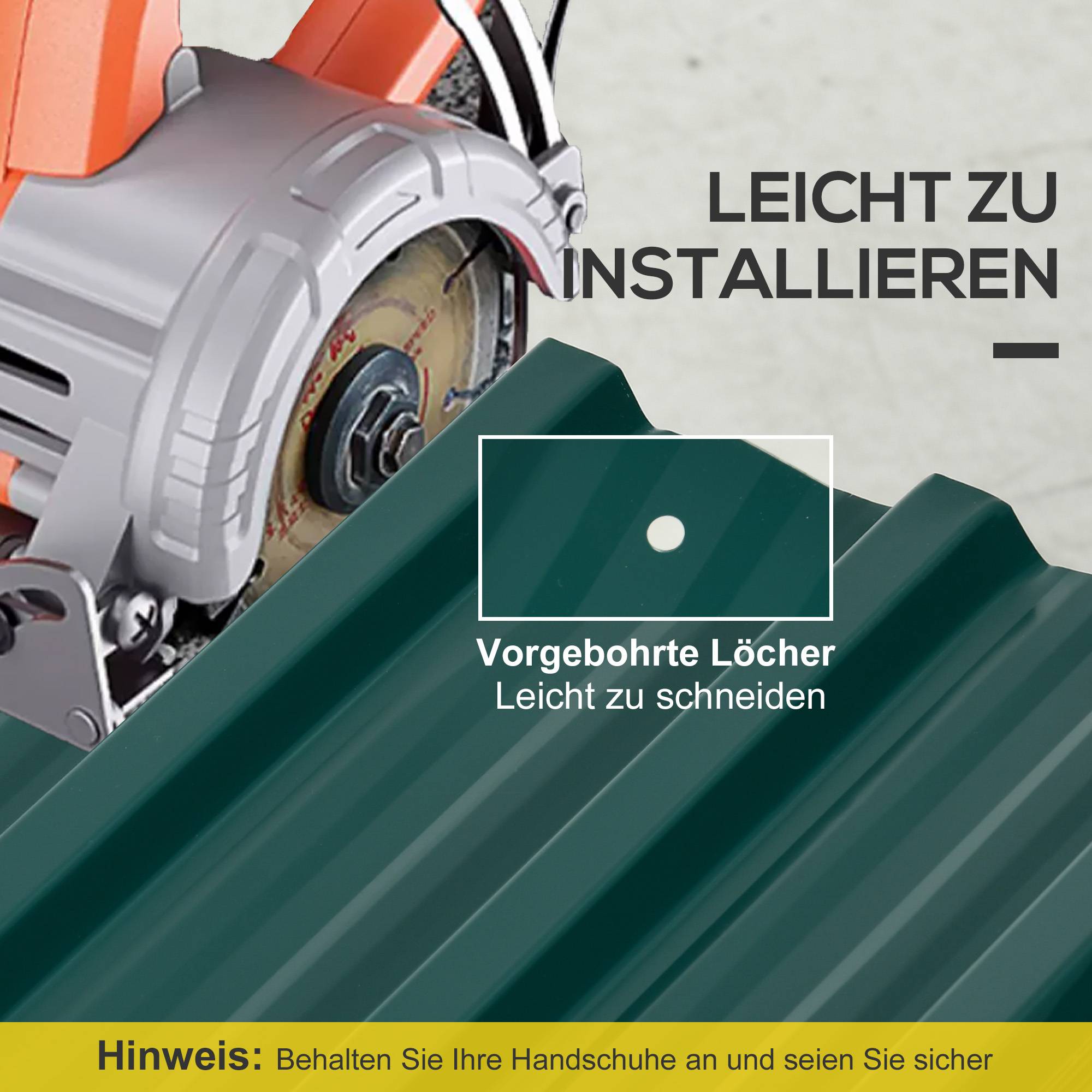 ComfortXL - Plaques de toiture trapézoïdales acier galvanisé vert 129 x 45 cm lot de 12 pour abri garage carport 7 m² - Image 5