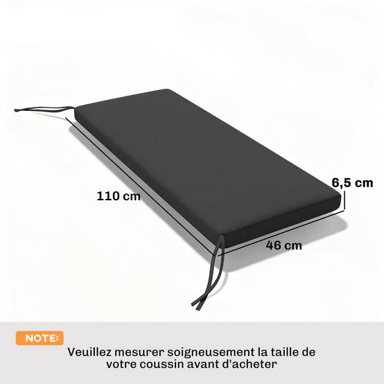 Outsunny - Coussin de banc pour mobilier extérieur - housse amovible - sangles de fixation - polyester - 110x46x6,5cm - gris foncé - Outsunny - Image 3