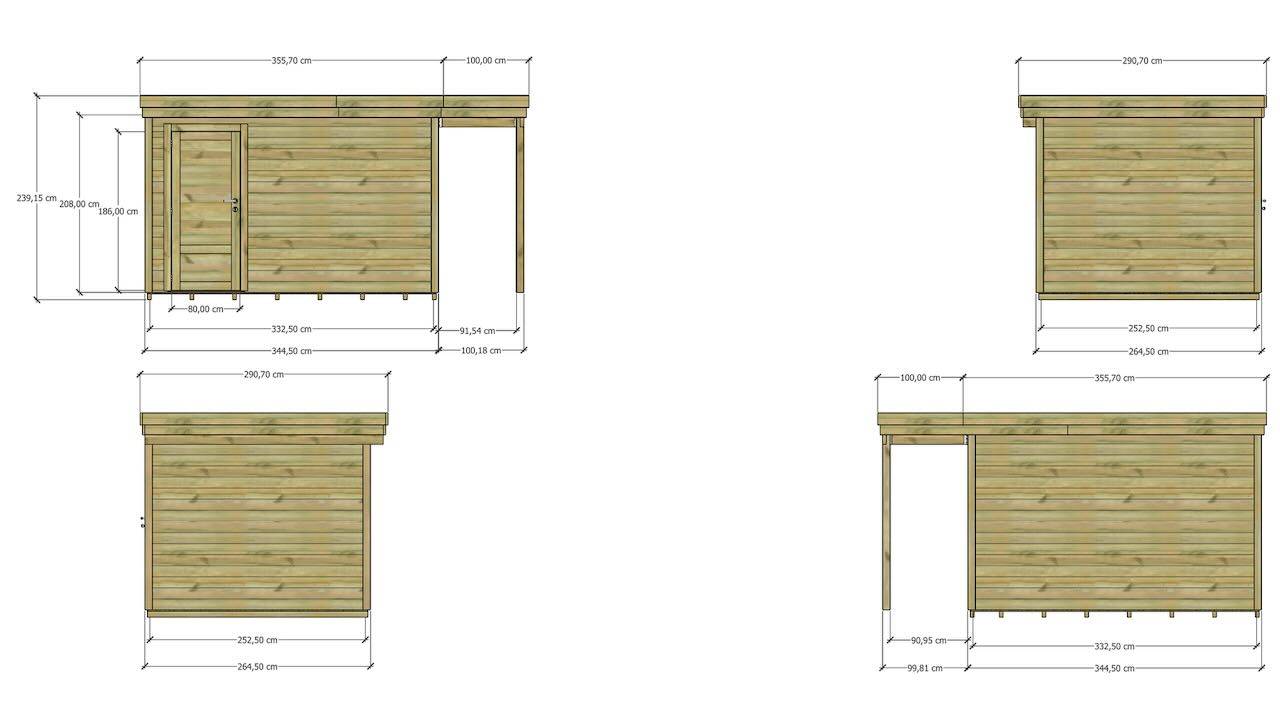 Abri Français - ABRI DE JARDIN bois autoclave 27mm - 4,44x2,64m / 12m2 - Bac acier - Plancher bois - Image 4