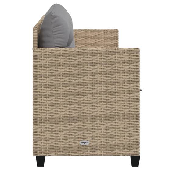 Chaise longue | Transat | Bain de soleil avec coussins beige résine tressée - Image 5