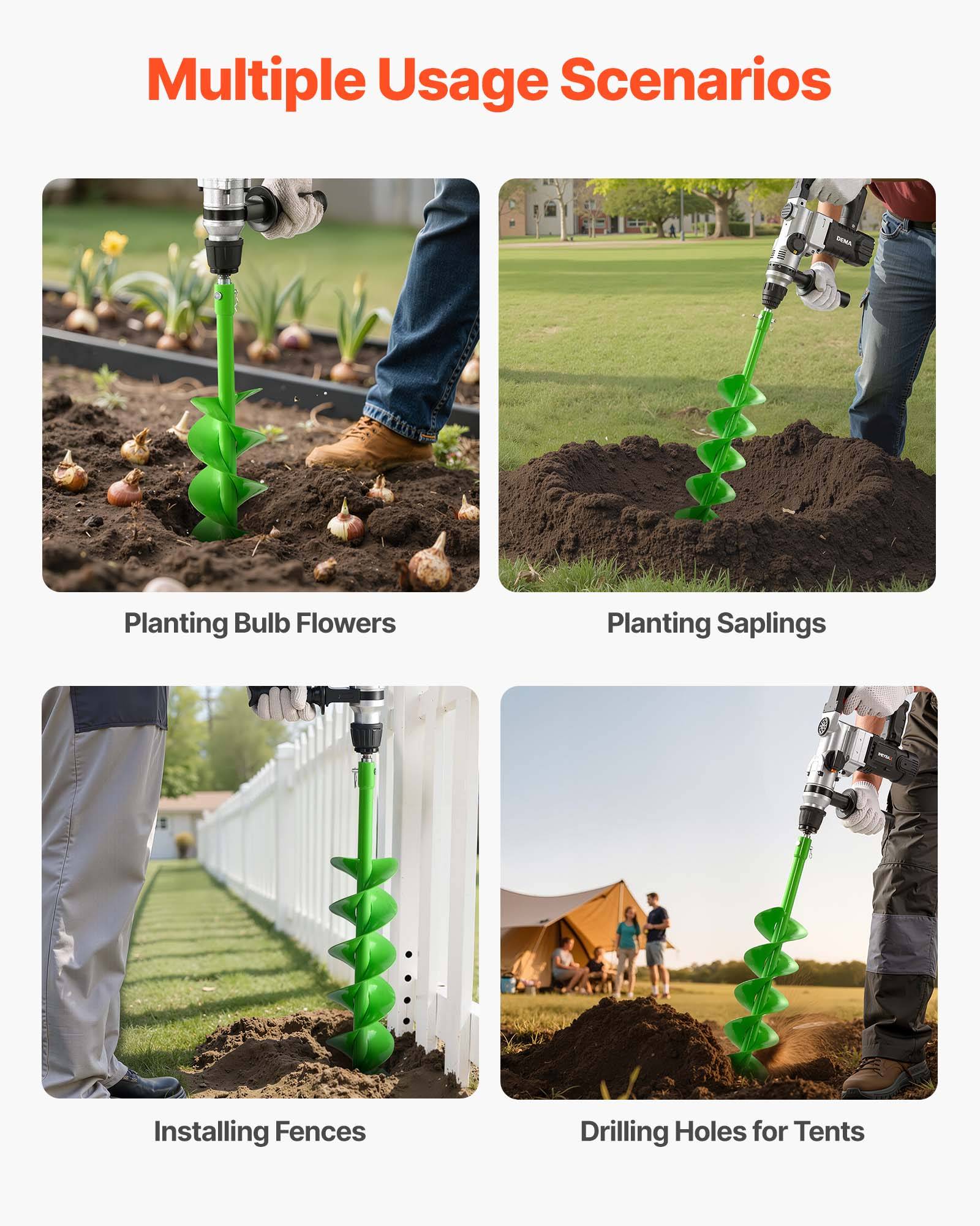 Vevor - VEVOR Mèche Tarière pour Perceuse φ 20 mm 120x790 mm pour Creuser Trous Planter - Image 6