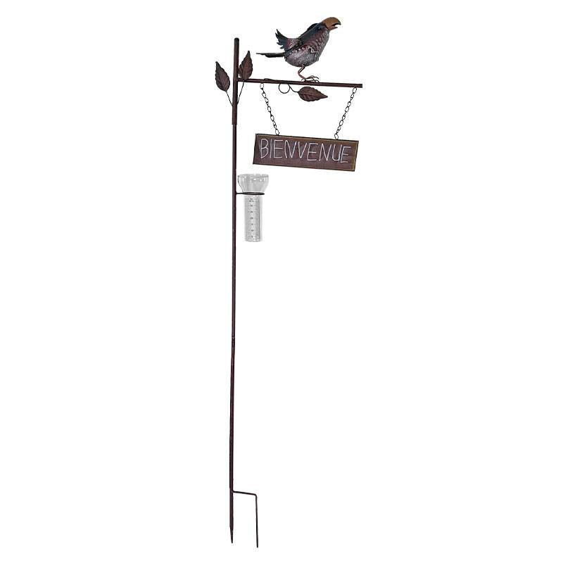 La Grande Prairie - Pluviomètre oiseau Bienvenue 37x15x136cm - Image 1