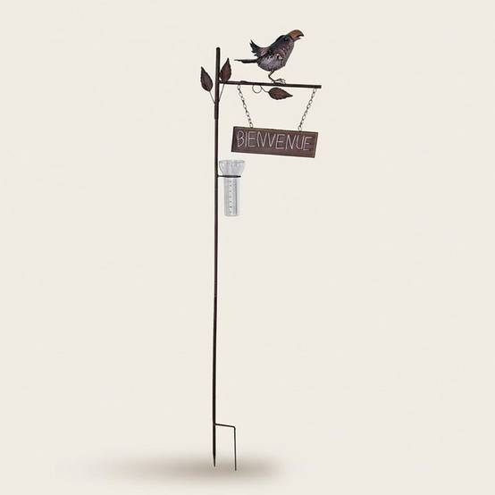La Grande Prairie - Pluviomètre oiseau Bienvenue 37x15x136cm - Image 1