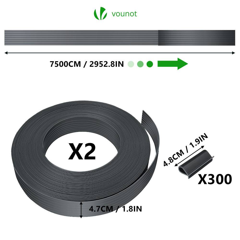 Kit de lamelles occultantes PVC brise vue 150m x 4.7cm avec 300 clips Gris - Image 4