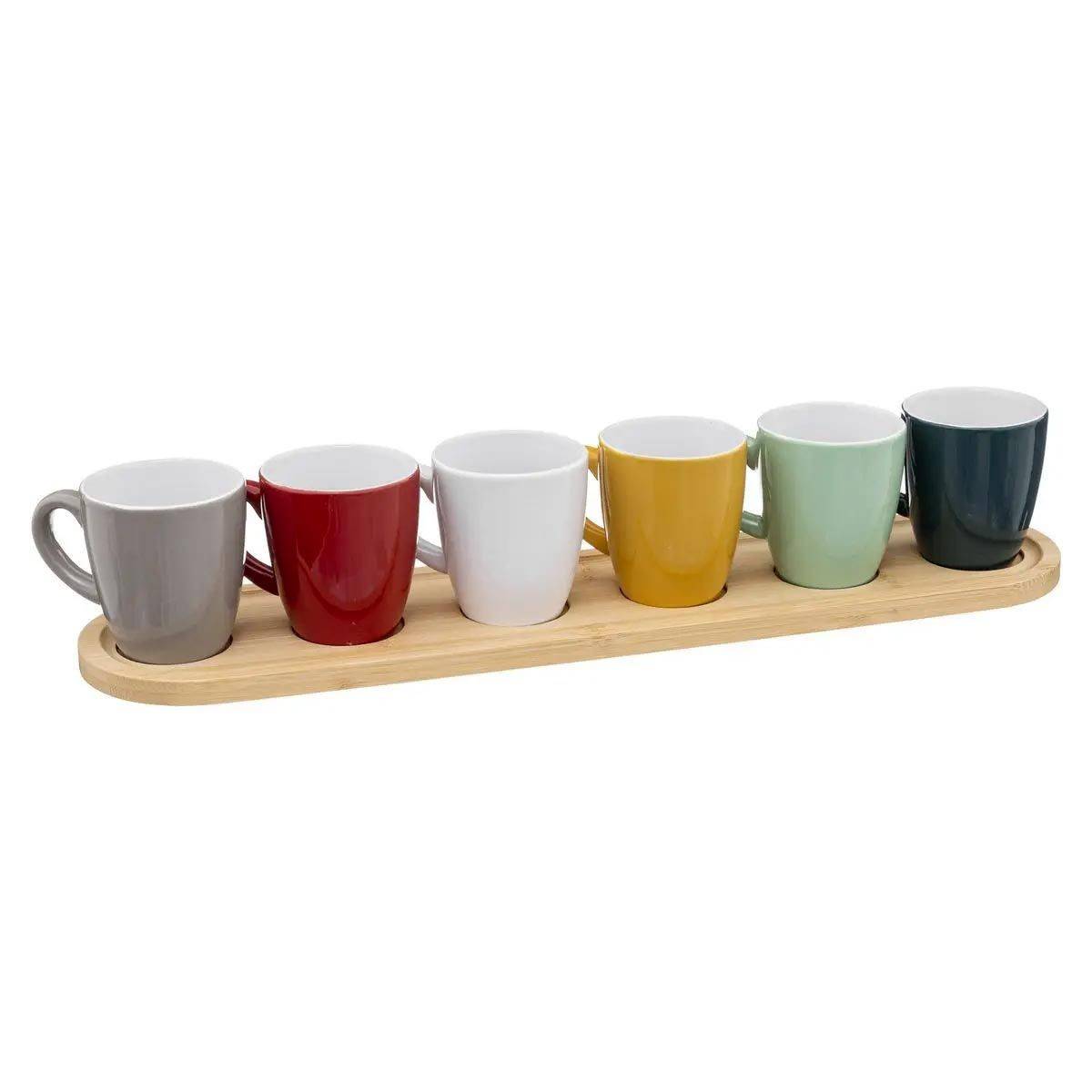 Lot de 6 Tasses & Plateau Bambou "Colorama" 9cl Multicolore - Image 1