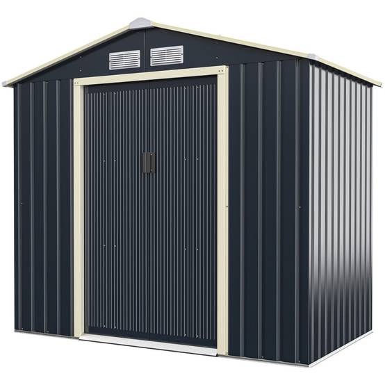 Abri de jardin en métal 213 x 127 x 195 cm avec portes coulissantes design moderne et aérations en acier gris