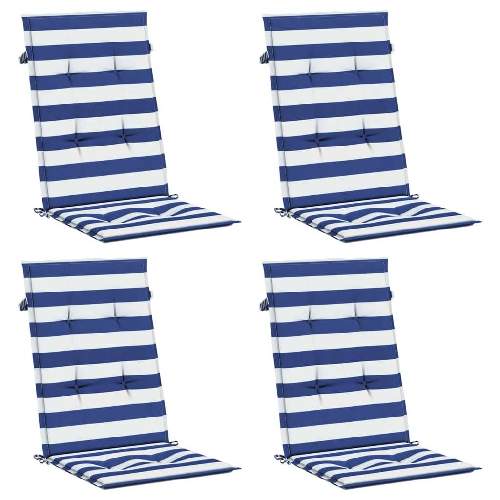 PANGIVO - Coussins de chaise à dossier haut polyester rayures bleu et blanc 120 x 50 x 3 cm - PANGIVO - Image 3