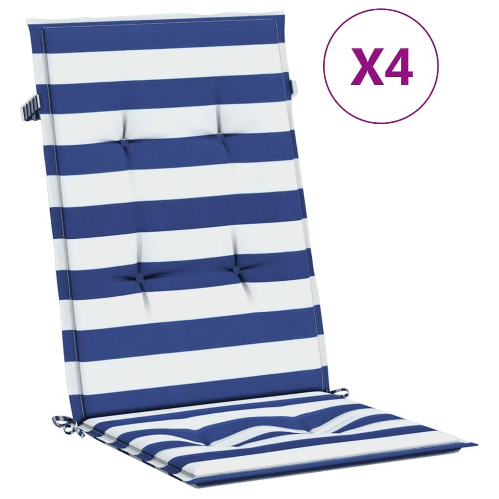 PANGIVO - Coussins de chaise à dossier haut polyester rayures bleu et blanc 120 x 50 x 3 cm - PANGIVO - Image 2