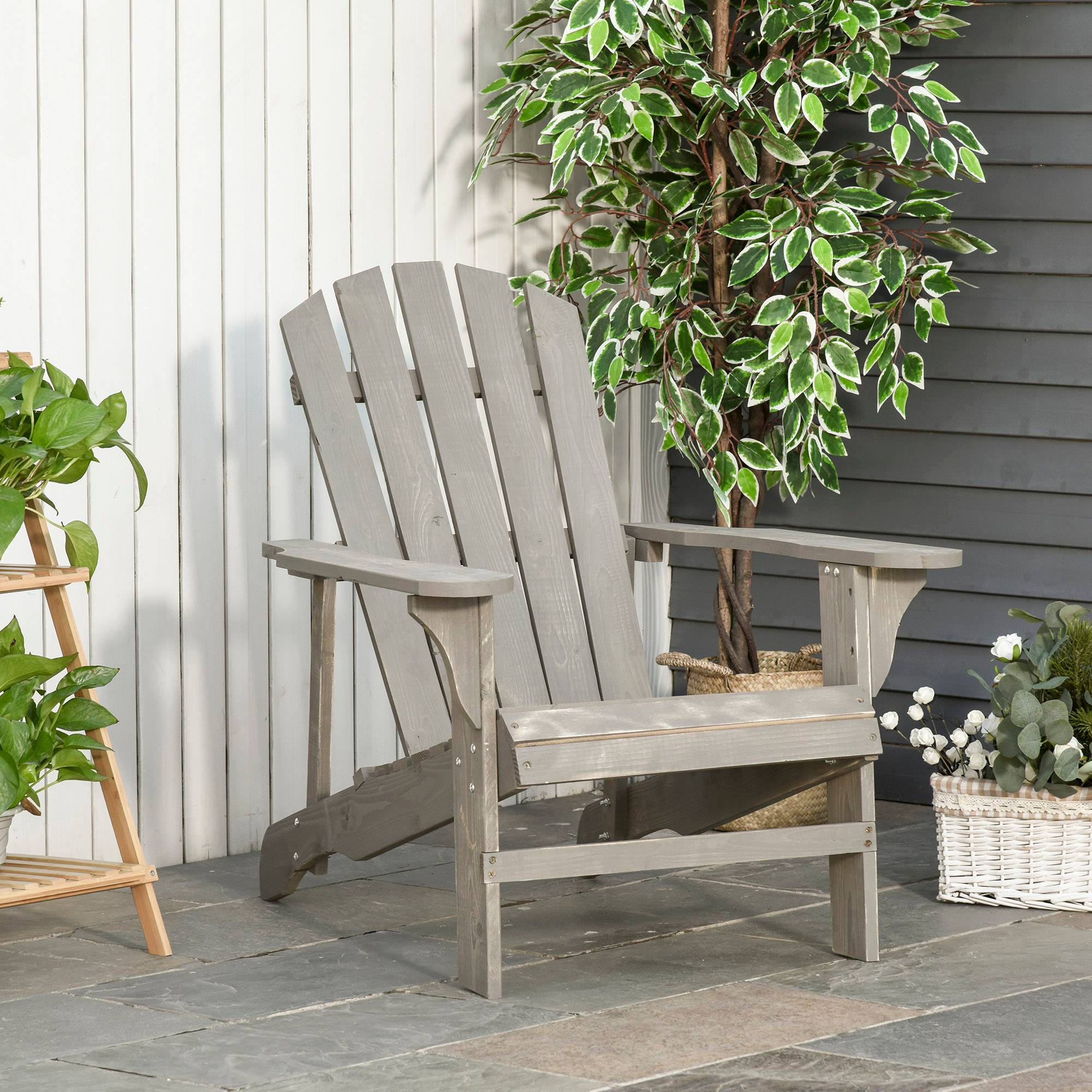ComfortXL - Fauteuil de jardin bois sapin terrasse dossier incliné extra large 78x89x88 cm gris - ComfortXL Outdoor Living - Image 4