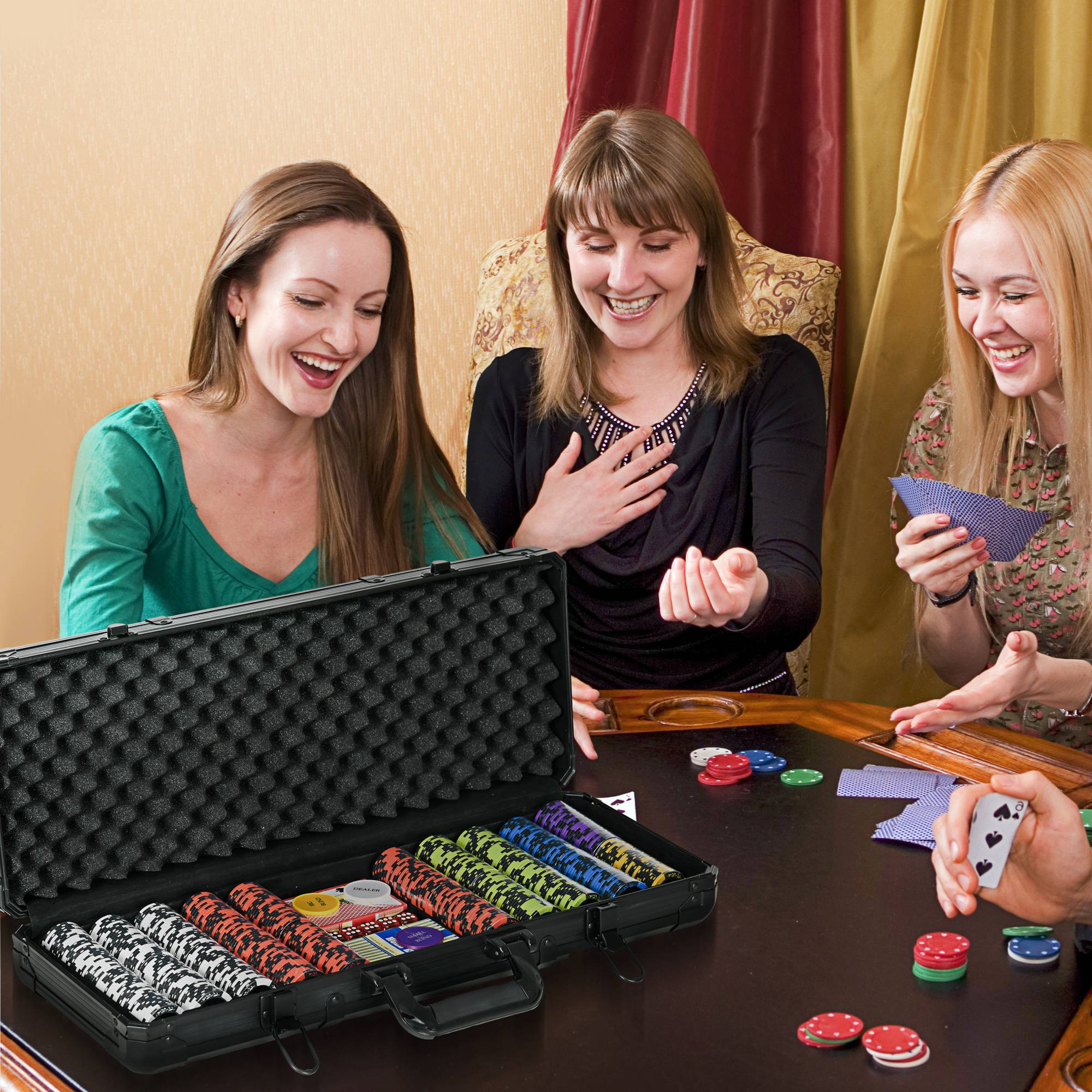 Mallette de Poker Coffret de Poker Complet, avec 500 jetons 5 dés 2 Jeux de Cartes 3 boutons - Image 4