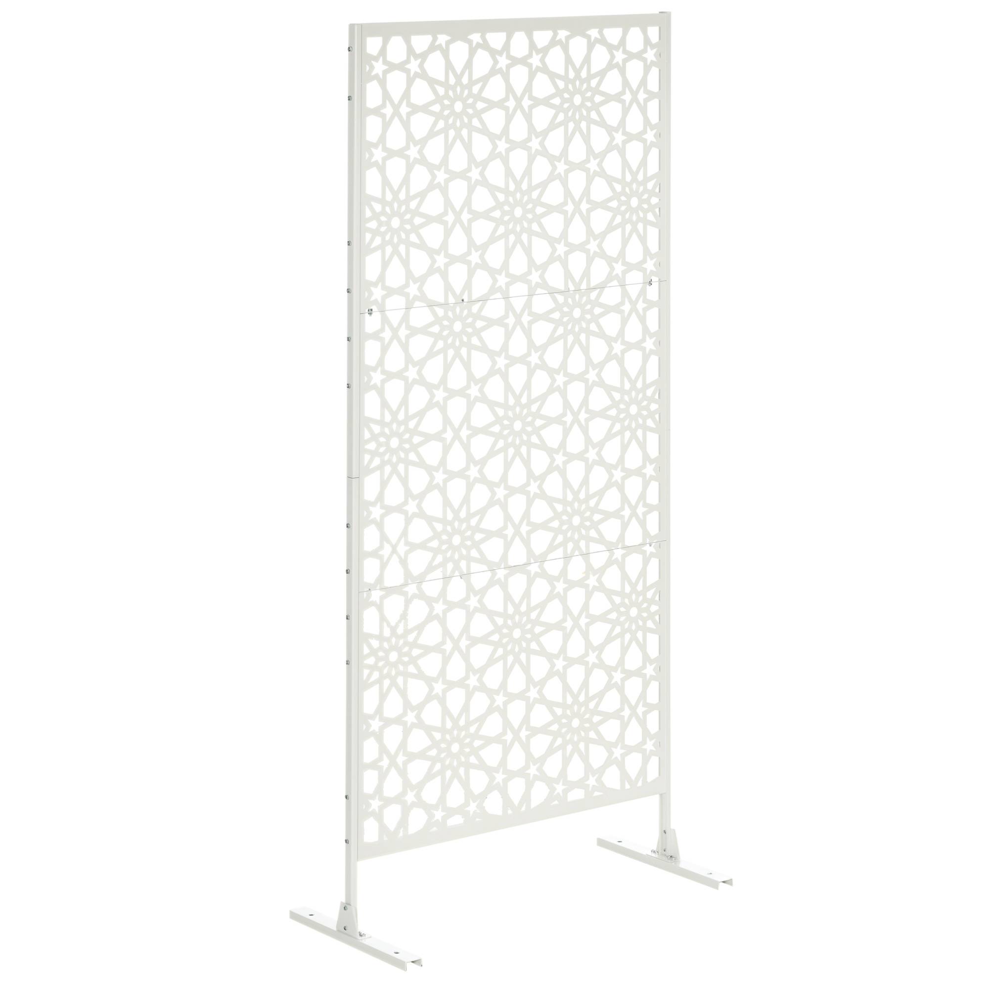 Panneau brise vue décoratif extérieur blanc à motif en métal - 92 x 45 x 198 cm - Image 1