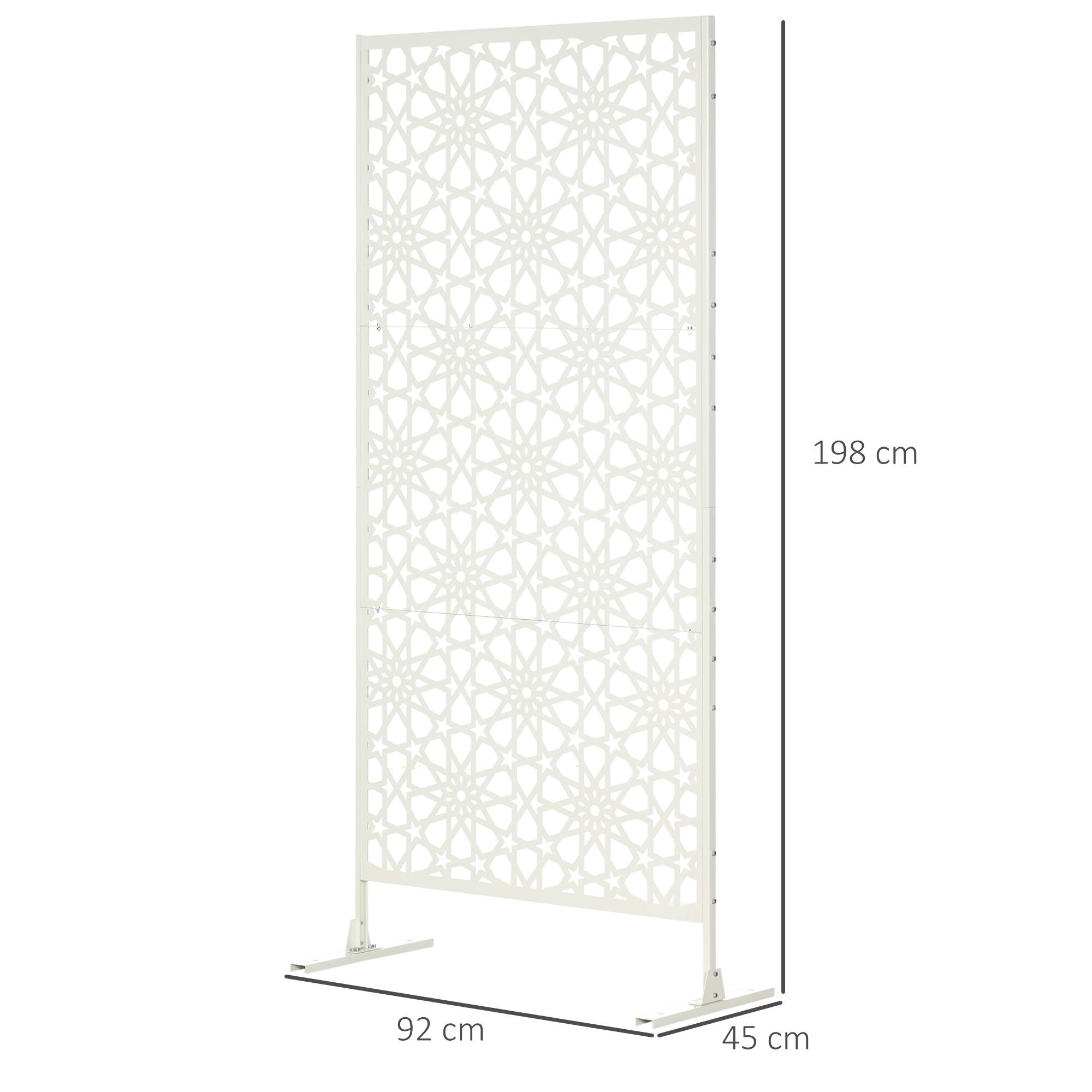 Panneau brise vue décoratif extérieur blanc à motif en métal - 92 x 45 x 198 cm - Image 5