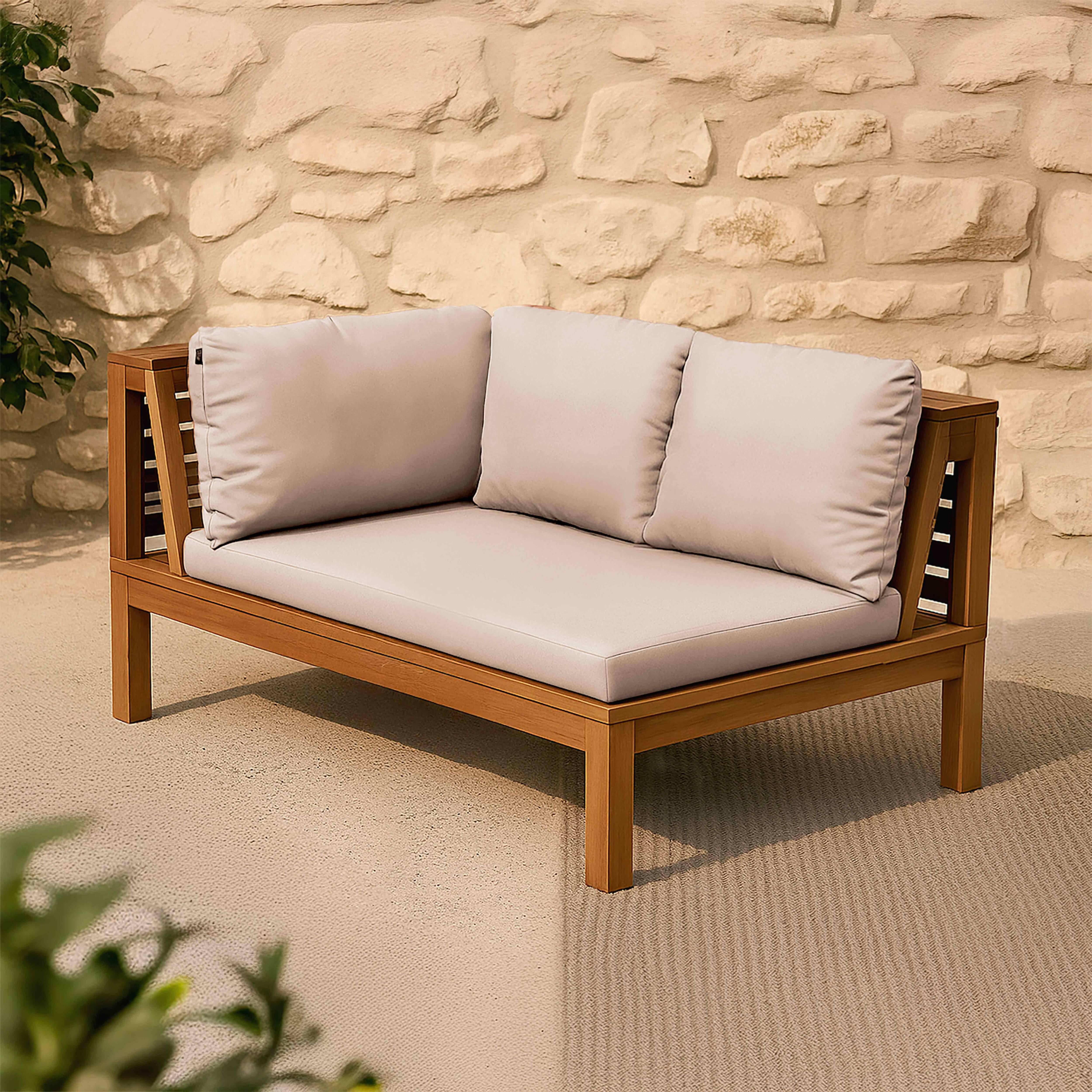 Oviala - Canapé gauche de jardin bas en bois d'eucalyptus écru Maupiti - Oviala - Image 2