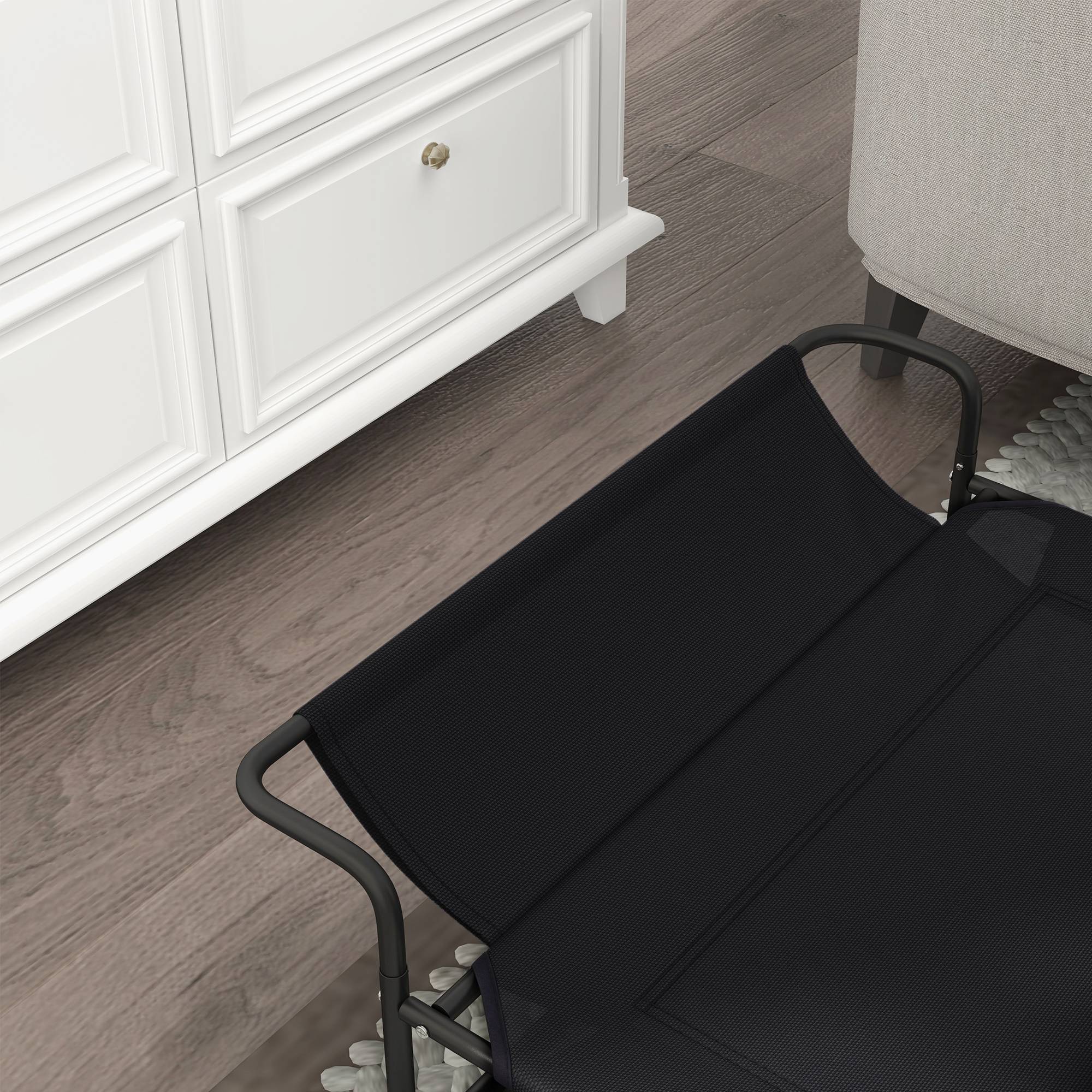 ComfortXL - Lit surélevé pour chien en acier et textilène noir 91 x 69 x 29 cm pour intérieur et extérieur avec appui-tête - Image 9