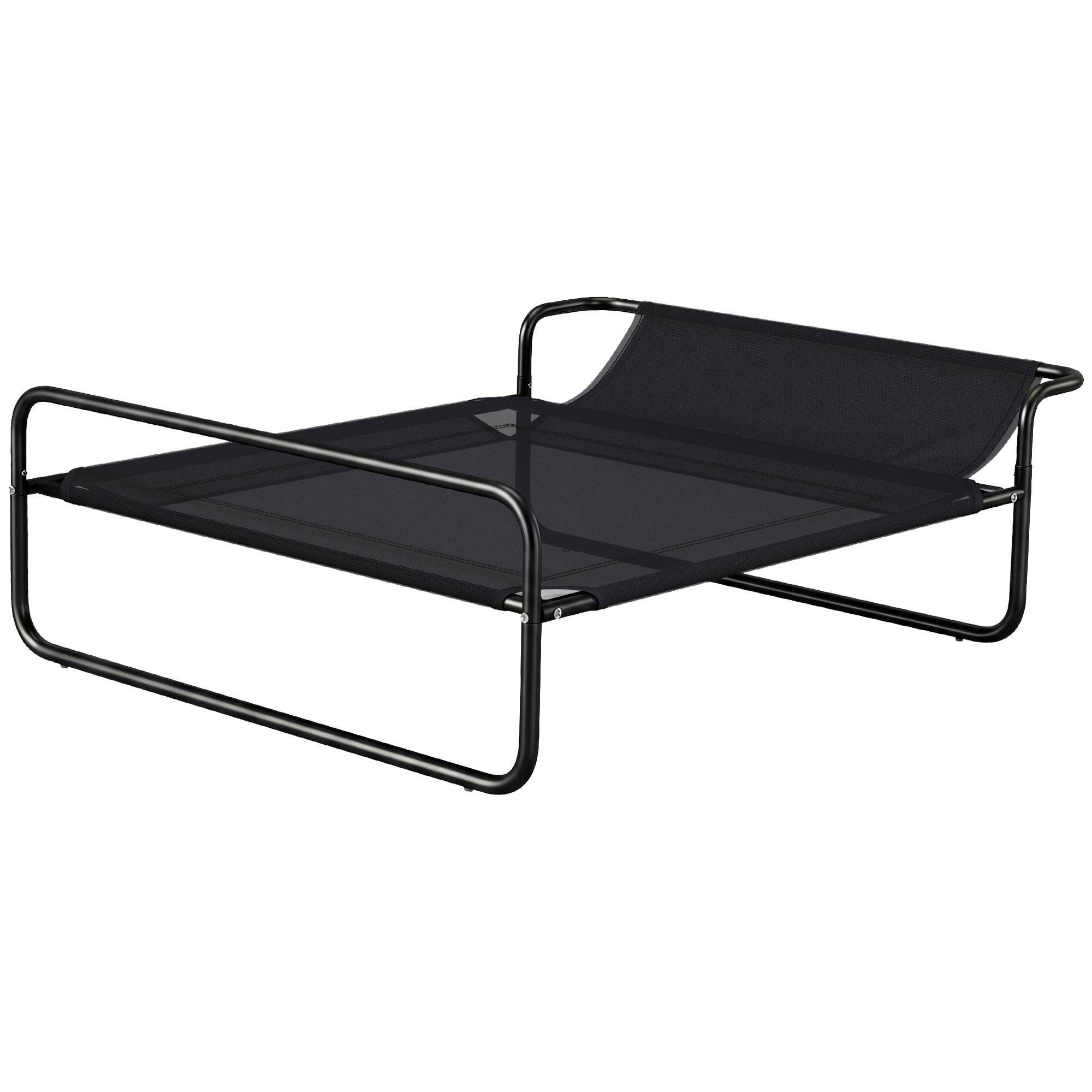 ComfortXL - Lit surélevé pour chien en acier et textilène noir 91 x 69 x 29 cm pour intérieur et extérieur avec appui-tête - Image 10