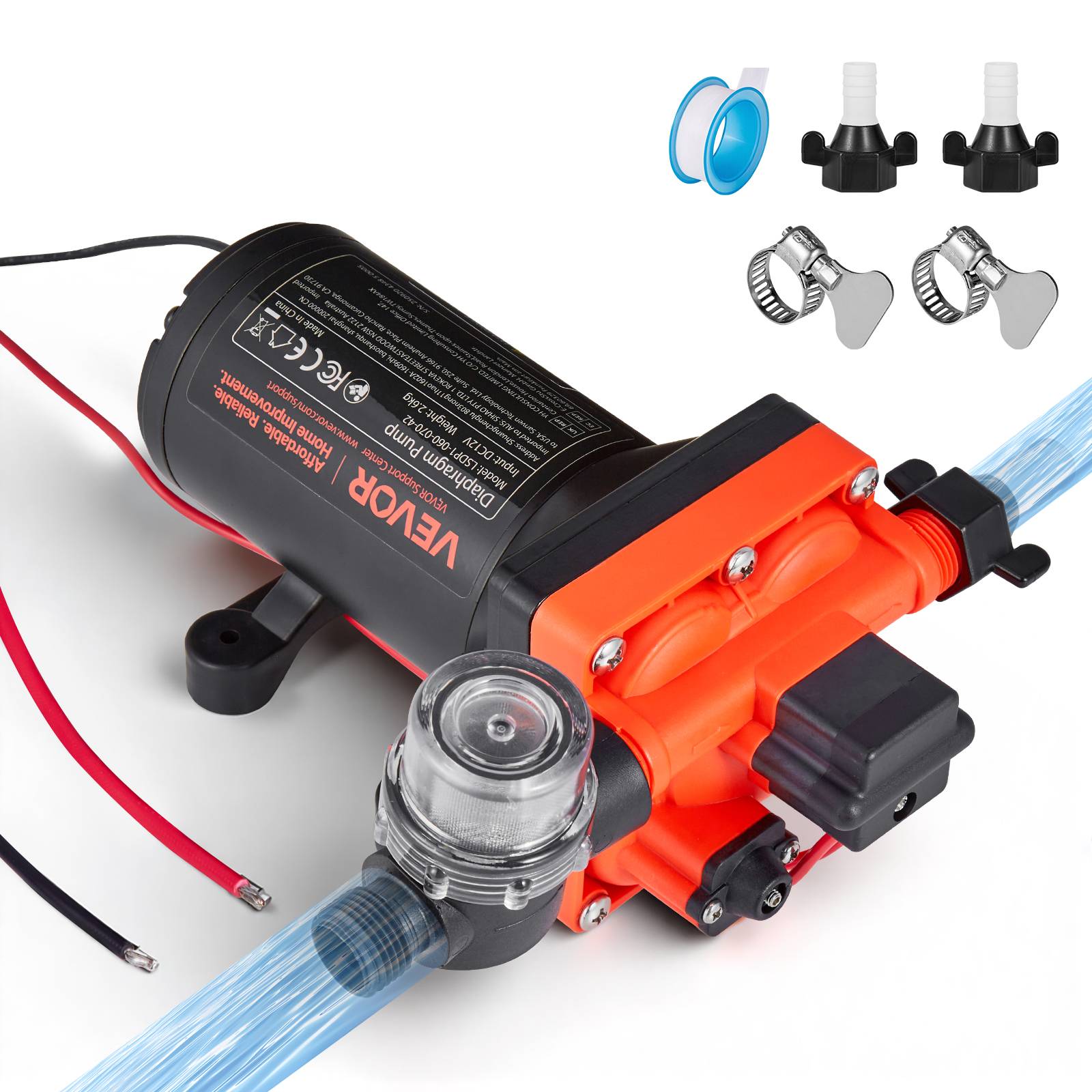 Vevor - VEVOR Pompe à Eau Membrane Auto-amorçante 4 Chambres 12 V CC 22,7 L/min 4,8 bar