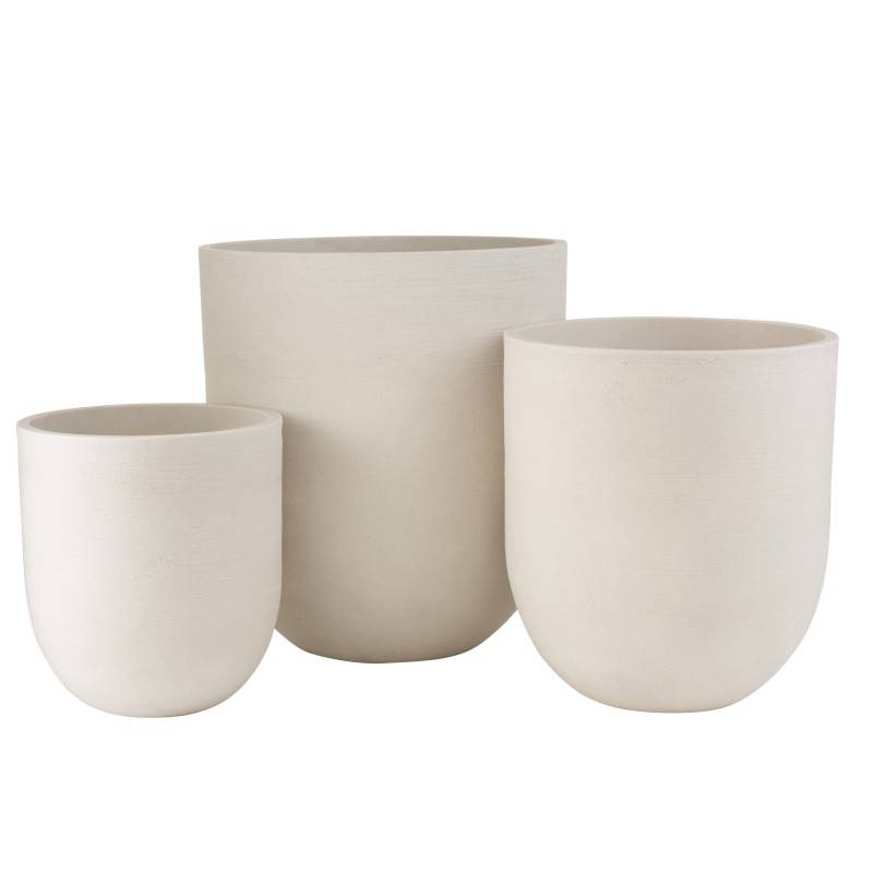 Lot de 3 cache pots haut en céramique blanc 55x55x62 cm - J-Line