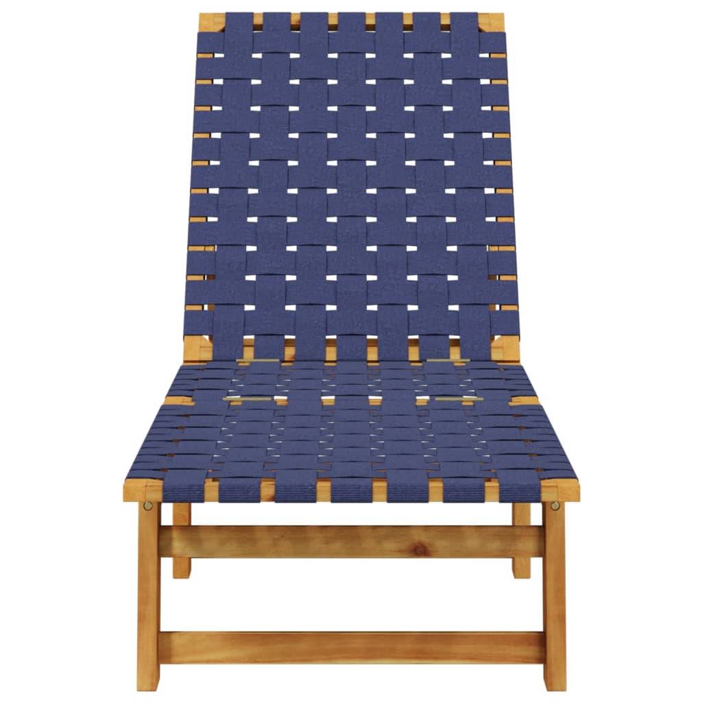Maison Chic - Chaises longue | Transat | Bain de soleils bleu foncé bois d'acacia solide et tissu - Image 3