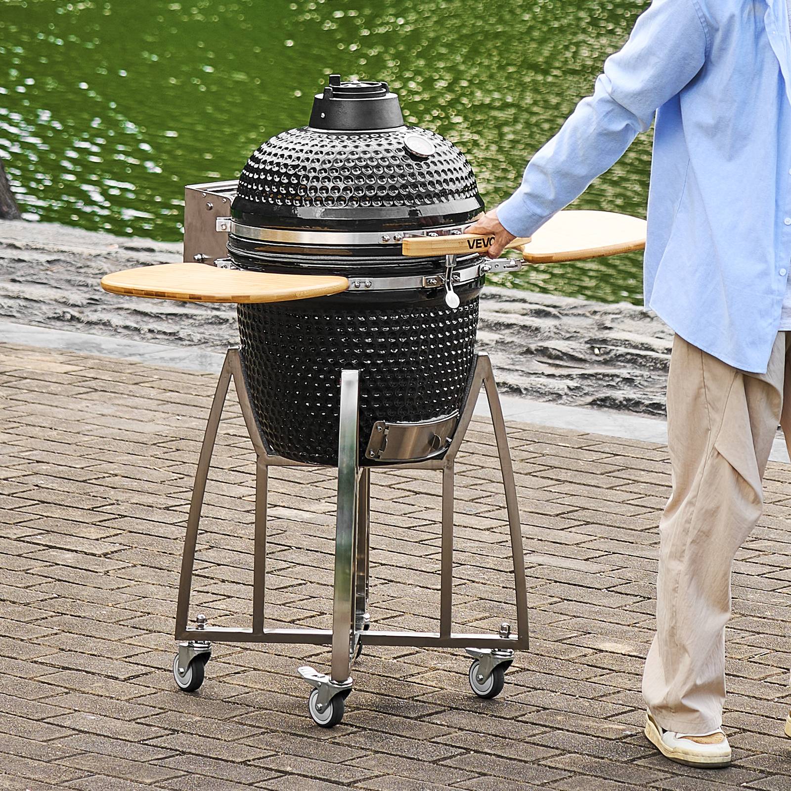 Vevor - Vevor Barbecue Kamado À Charbon Fumoir À Charbon Céramique Mobile 45 Cm 4 Roues - Image 8