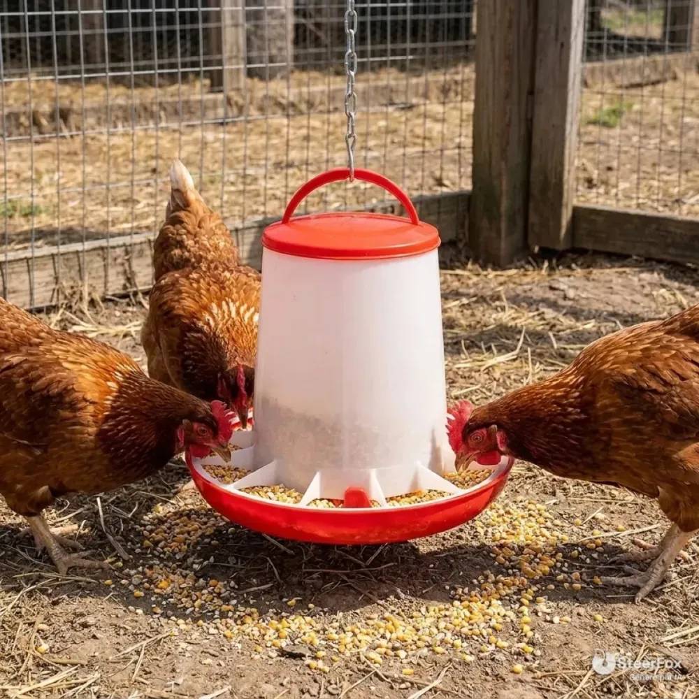 Mangeoire à trémie plastique 6 kg avec poignée pour volailles - Image 1